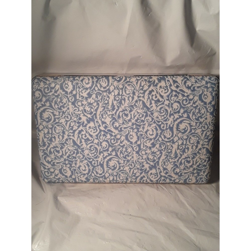 Vintage Powder Blue Detailed Mele EARRING JEWELRY BOX Storage L 10 x W 6.5 in